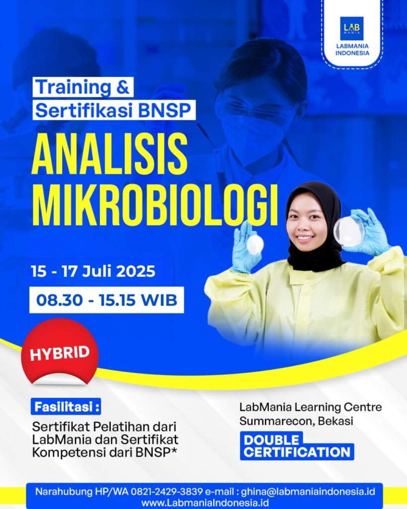 Flyer Training dan Sertifikasi BNSP Skema Analisis Mikrobiologi Juli 2025